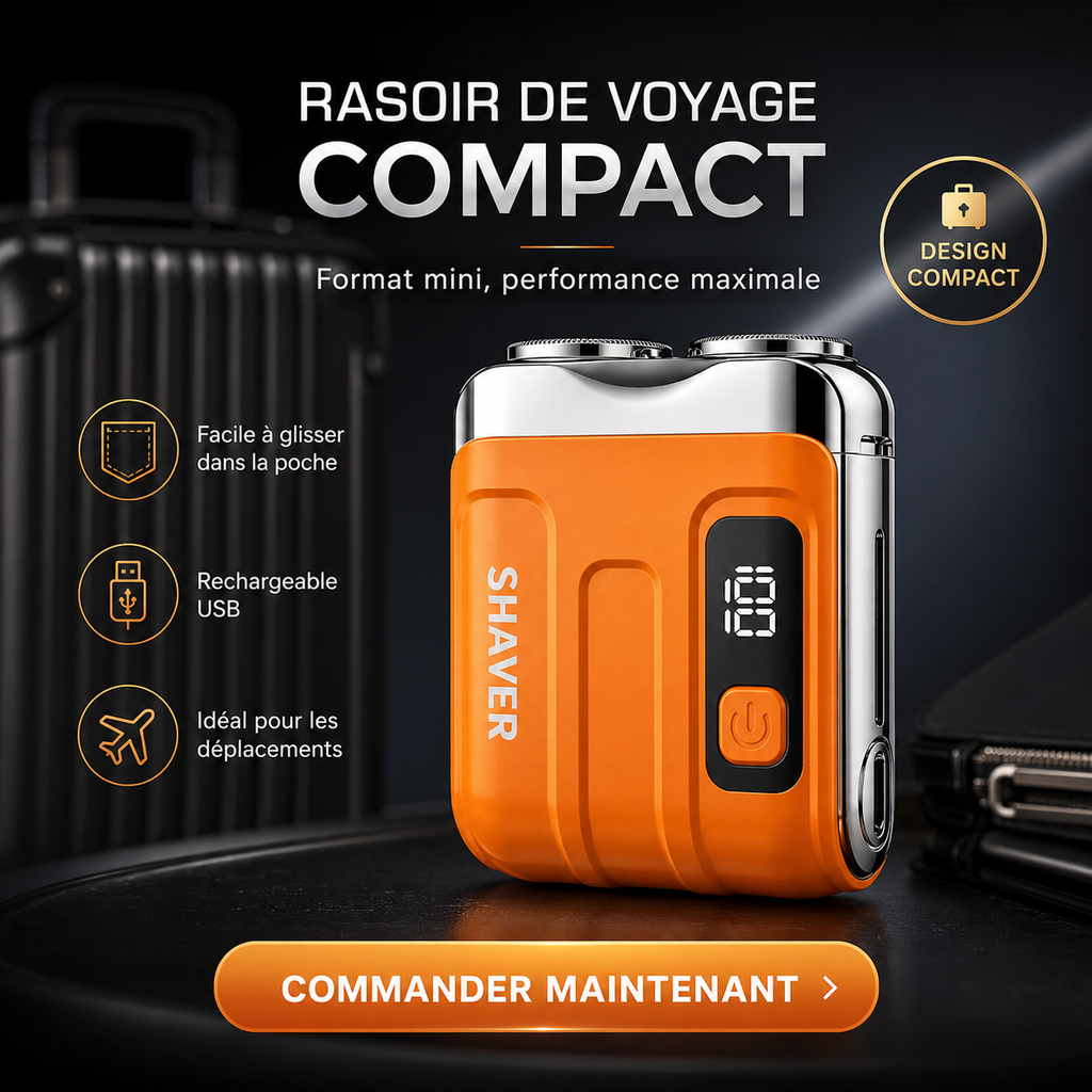 Mini Rasoir Électrique USB-C – Portable, Lavable & Affichage Digital