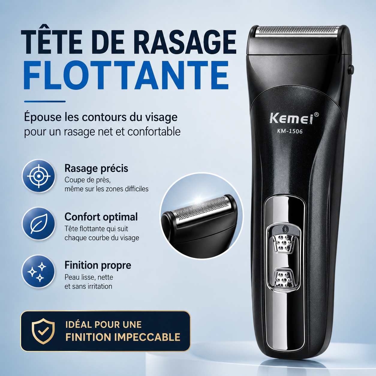 Rasoir Électrique 3 en 1 Kemei – Coupe, Rasage & Finitions Précises