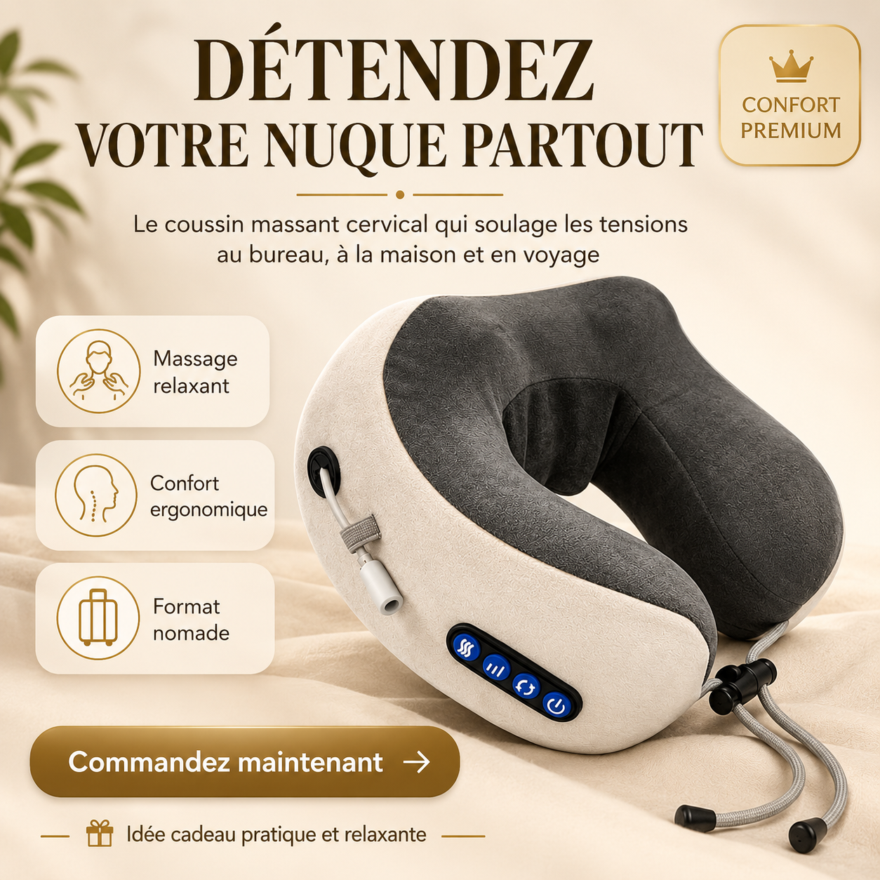 Masseur Cervical Électrique Shiatsu 3D – Chaleur & Relaxation Profonde