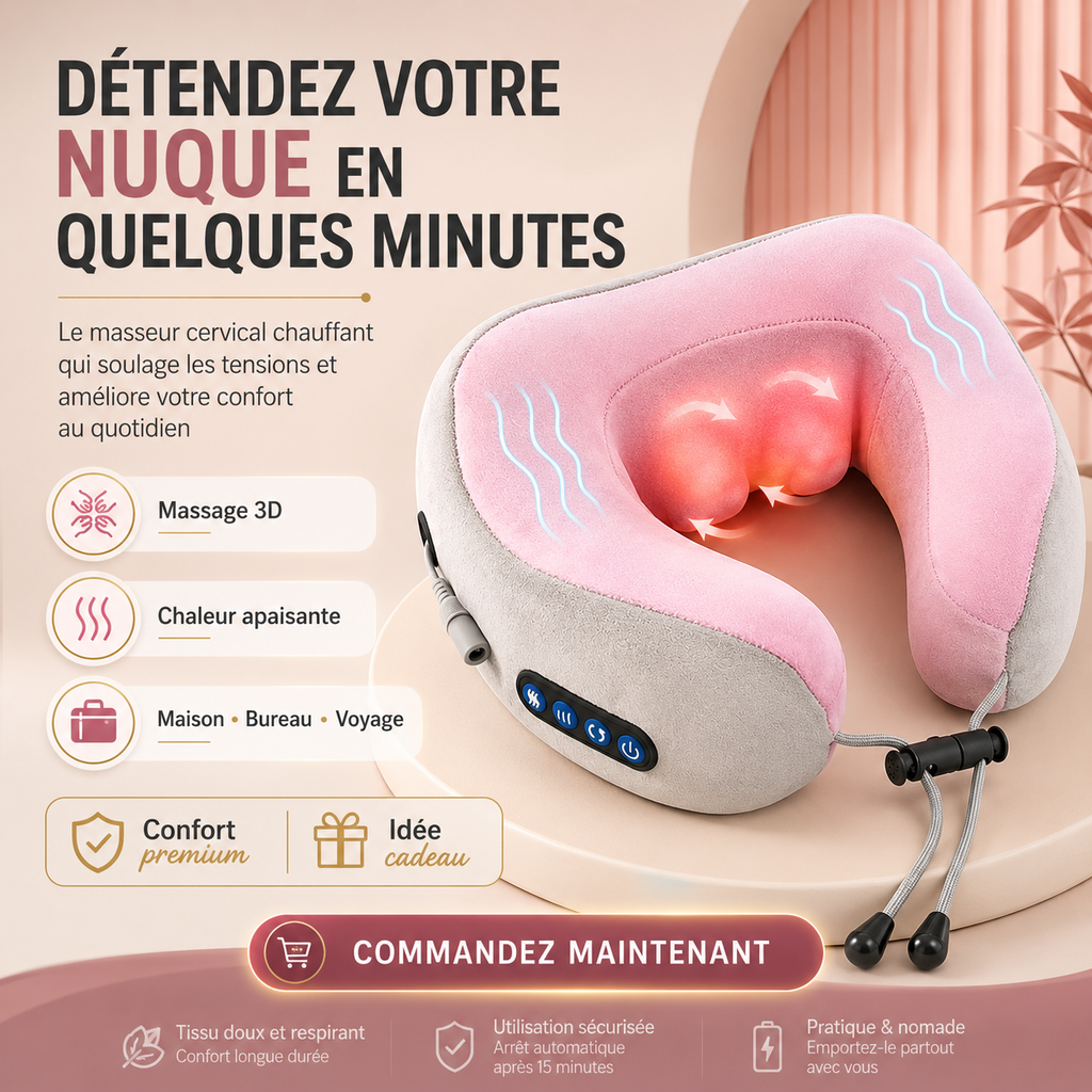 Masseur Cervical Électrique Shiatsu 3D – Chaleur & Relaxation Profonde