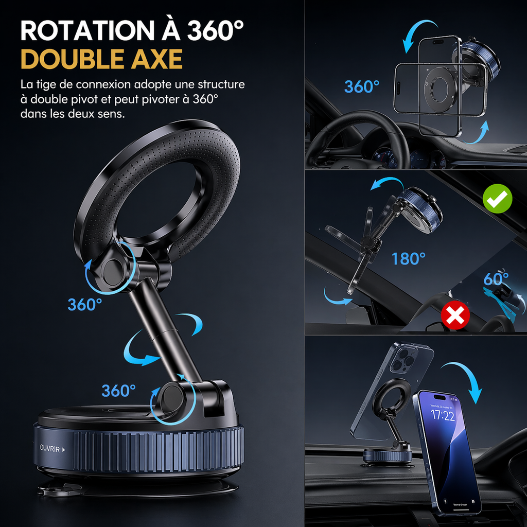 Le Support Téléphone 360° Magnétique – Fixation Puissante & Liberté Totale