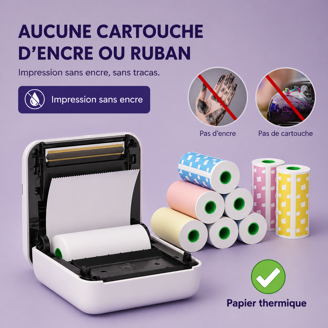 Imprimante Photo Portable A6 – Bluetooth, Sans Encre & Compatible iOS/Android