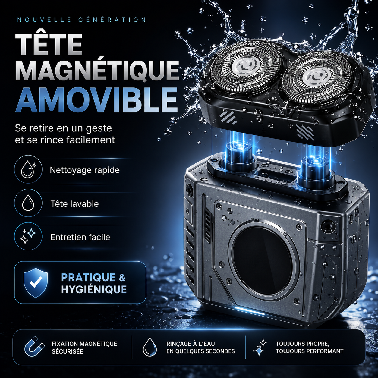 Mini Rasoir Électrique USB-C – Portable, Lavable & Affichage Digital