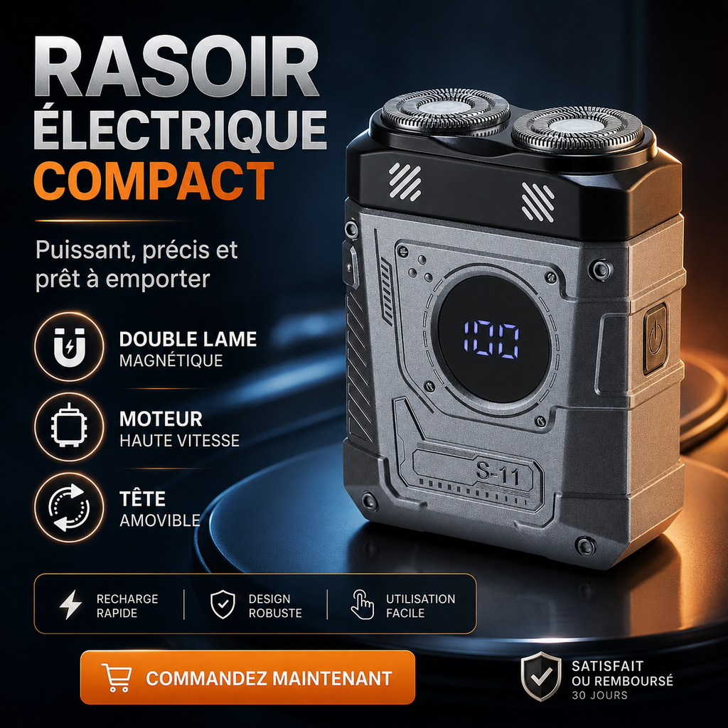 Mini Rasoir Électrique USB-C – Portable, Lavable & Affichage Digital