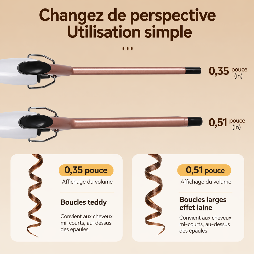 Fer à Boucler Céramique 13 mm – Chauffe Rapide & Boucles Parfaites