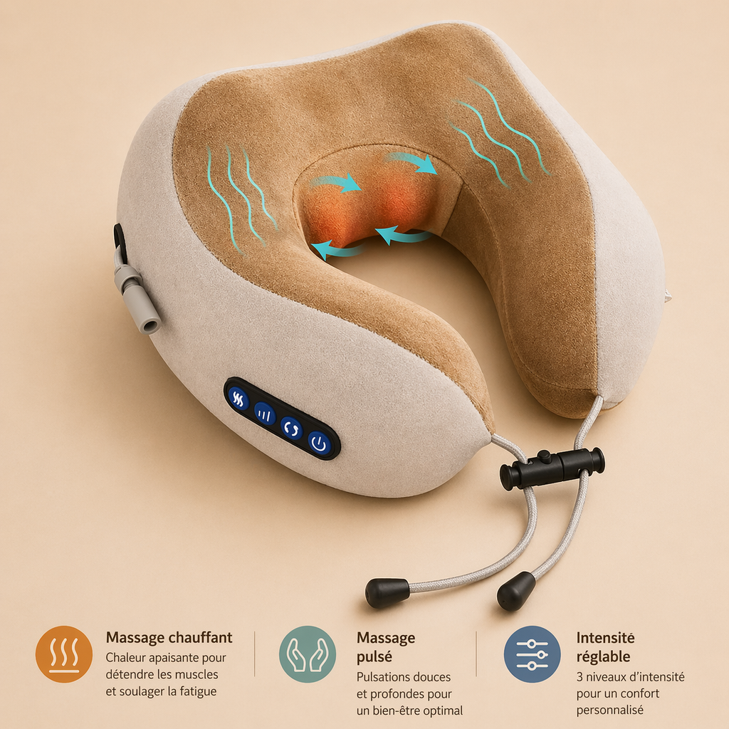 Masseur Cervical Électrique Shiatsu 3D – Chaleur & Relaxation Profonde
