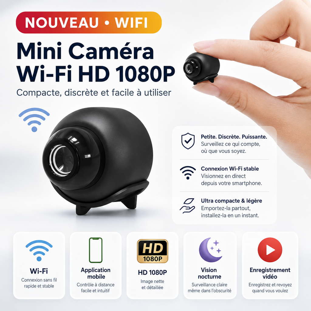 Mini Caméra X5 HD 1080P – Surveillance WiFi Discrète & Vision Nocturne