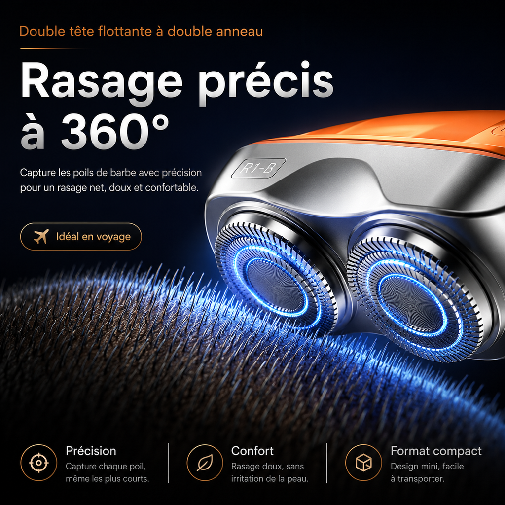 Mini Rasoir Électrique USB-C – Portable, Lavable & Affichage Digital