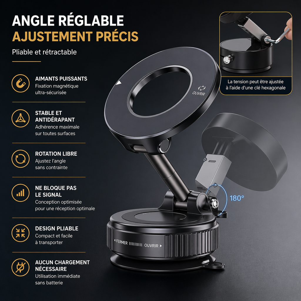 Le Support Téléphone 360° Magnétique – Fixation Puissante & Liberté Totale