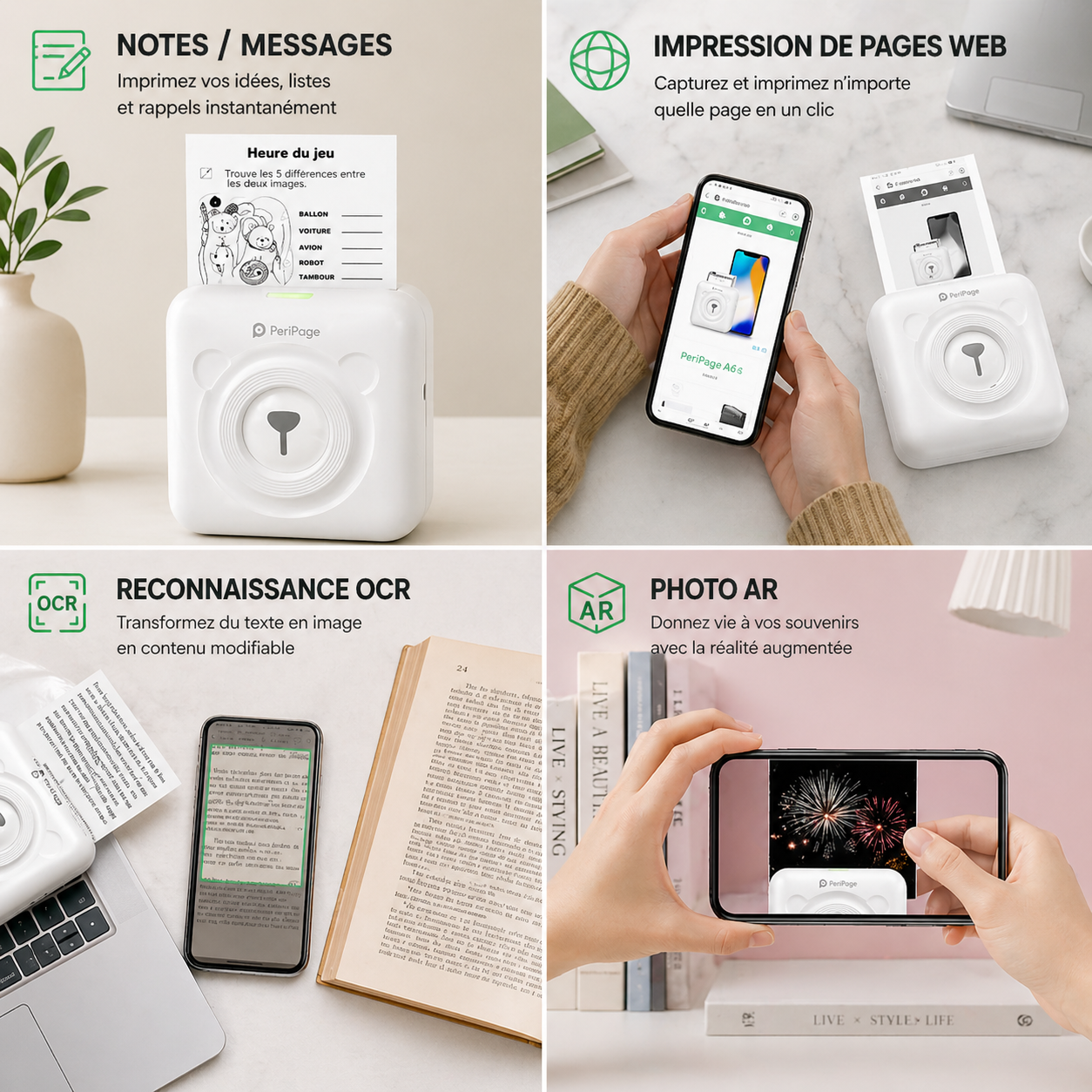 Imprimante Photo Portable A6 – Bluetooth, Sans Encre & Compatible iOS/Android