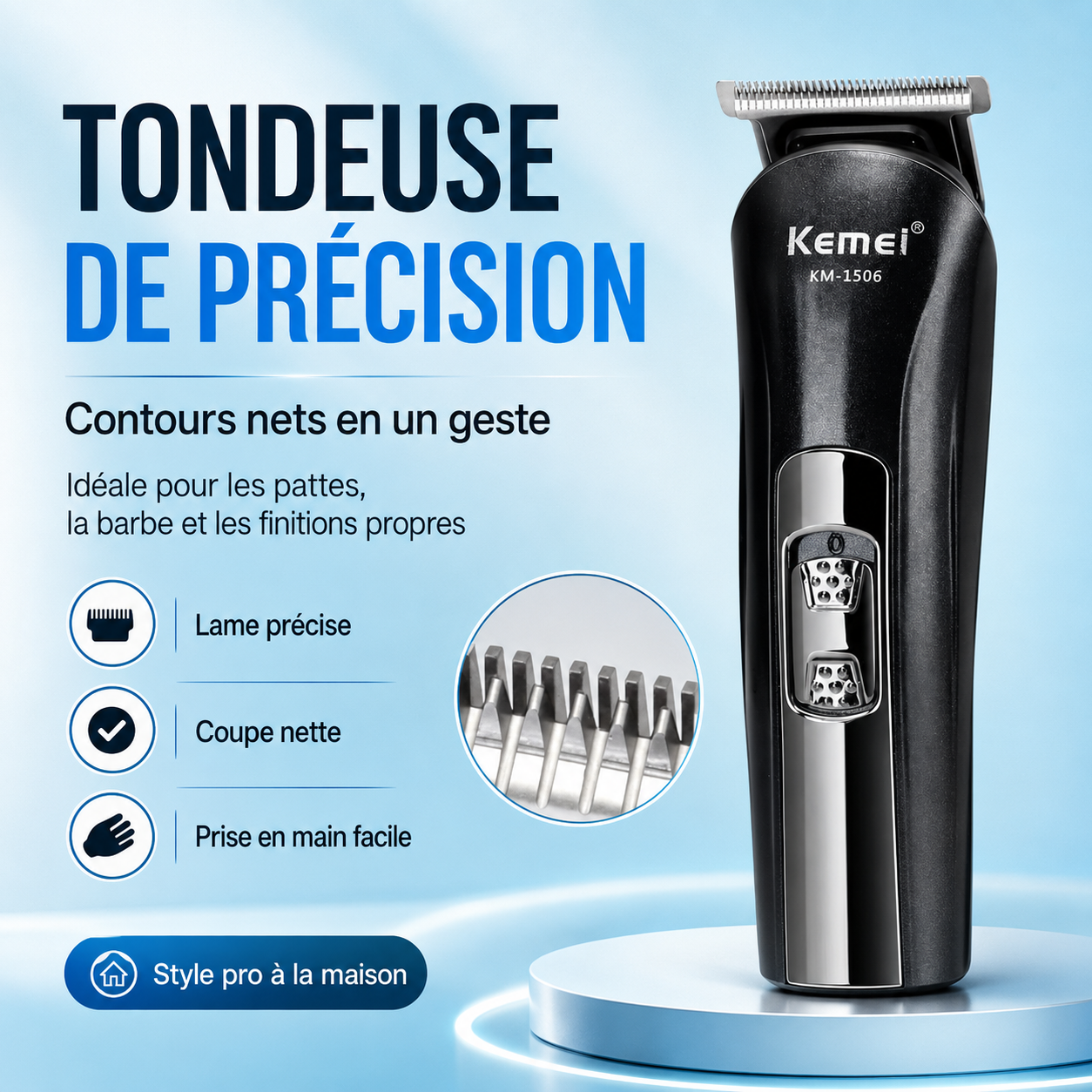 Rasoir Électrique 3 en 1 Kemei – Coupe, Rasage & Finitions Précises