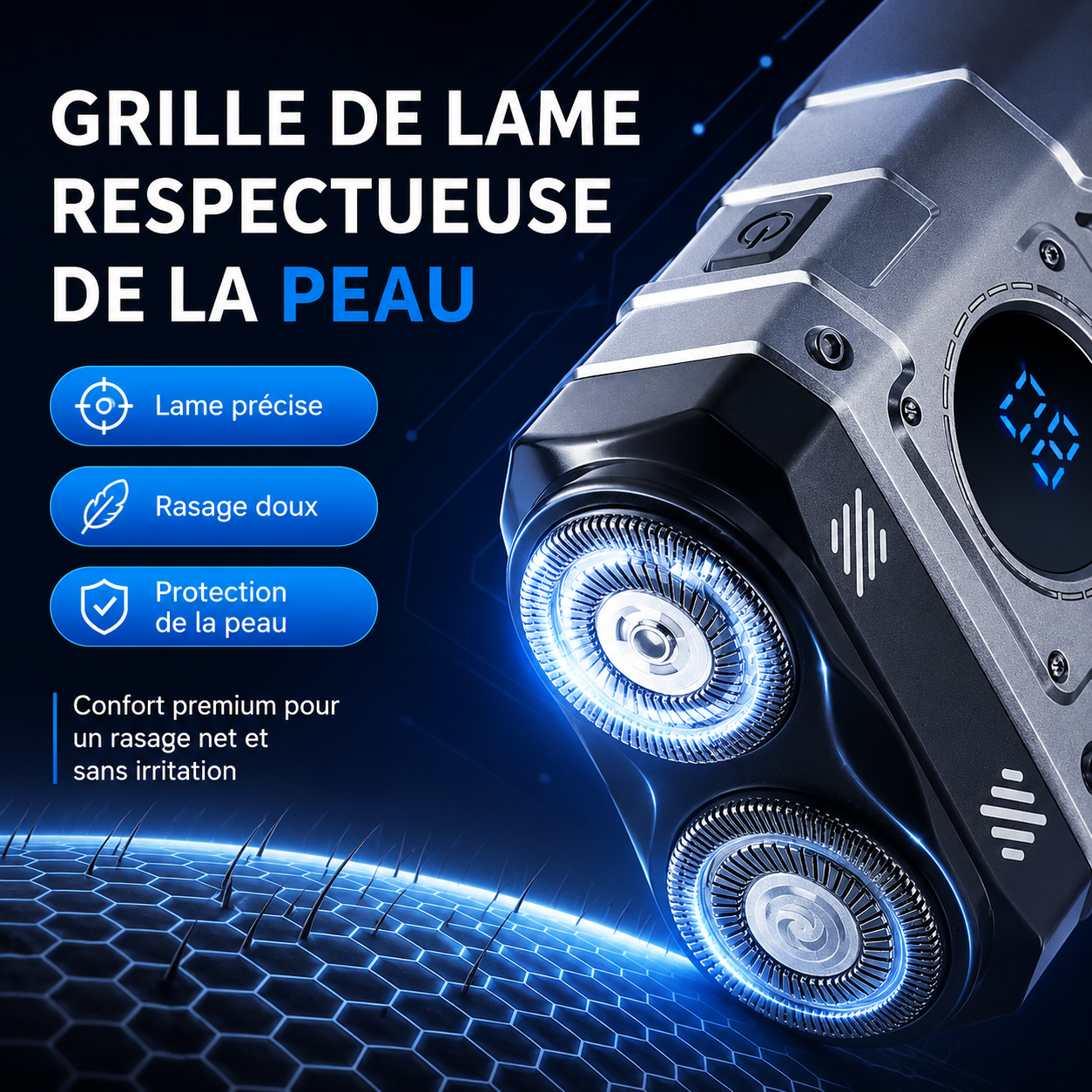 Mini Rasoir Électrique USB-C – Portable, Lavable & Affichage Digital