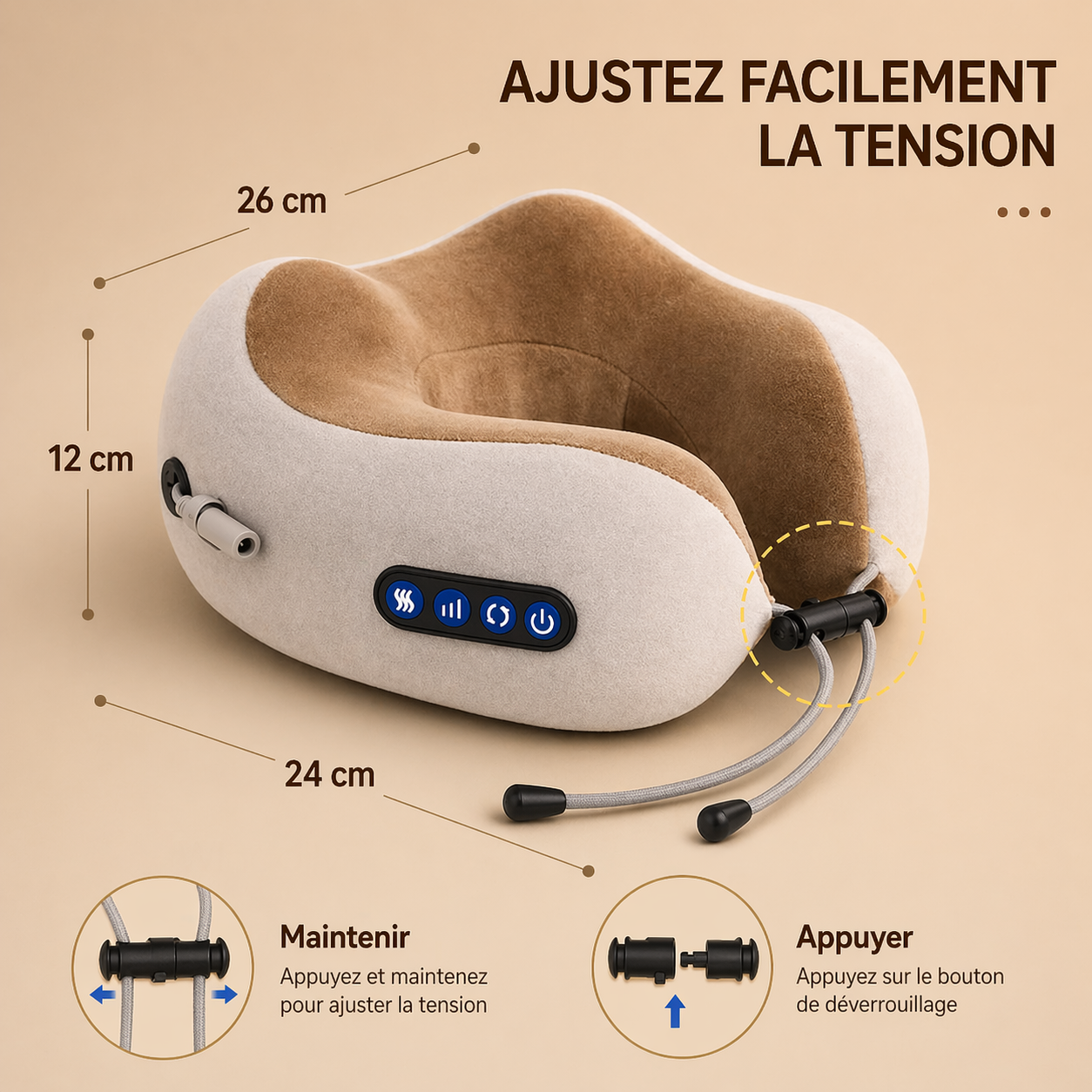 Masseur Cervical Électrique Shiatsu 3D – Chaleur & Relaxation Profonde