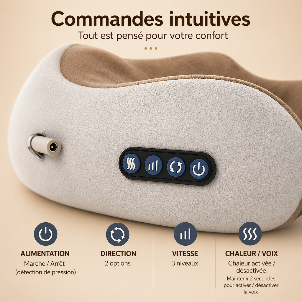Masseur Cervical Électrique Shiatsu 3D – Chaleur & Relaxation Profonde
