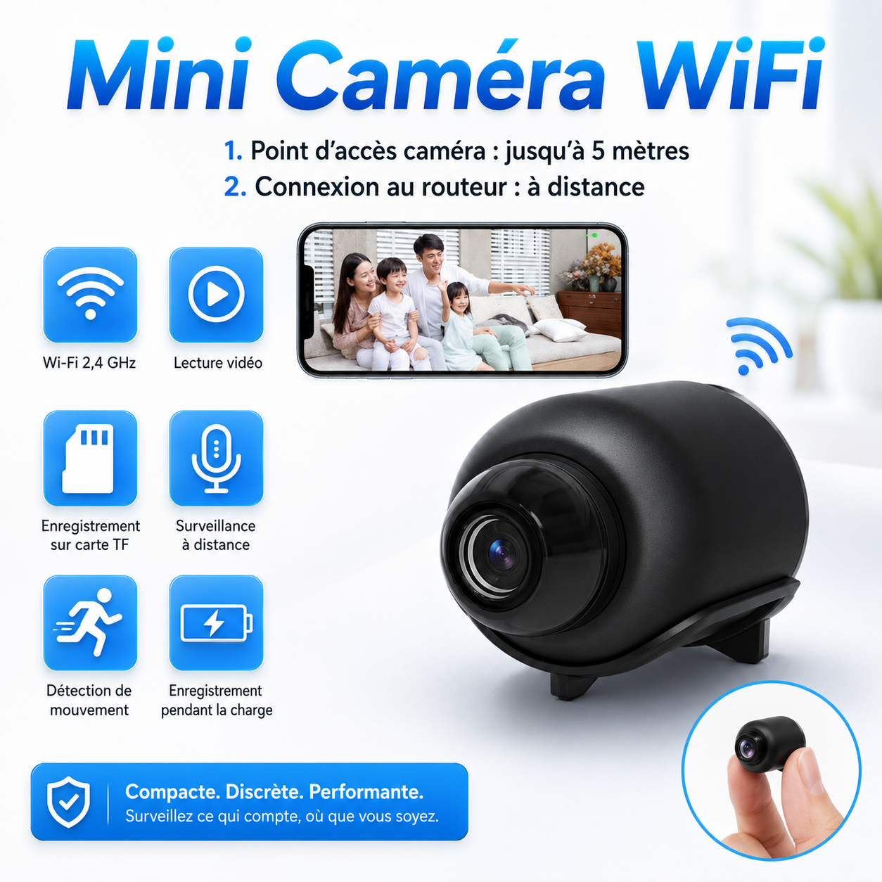 Mini Caméra X5 HD 1080P – Surveillance WiFi Discrète & Vision Nocturne