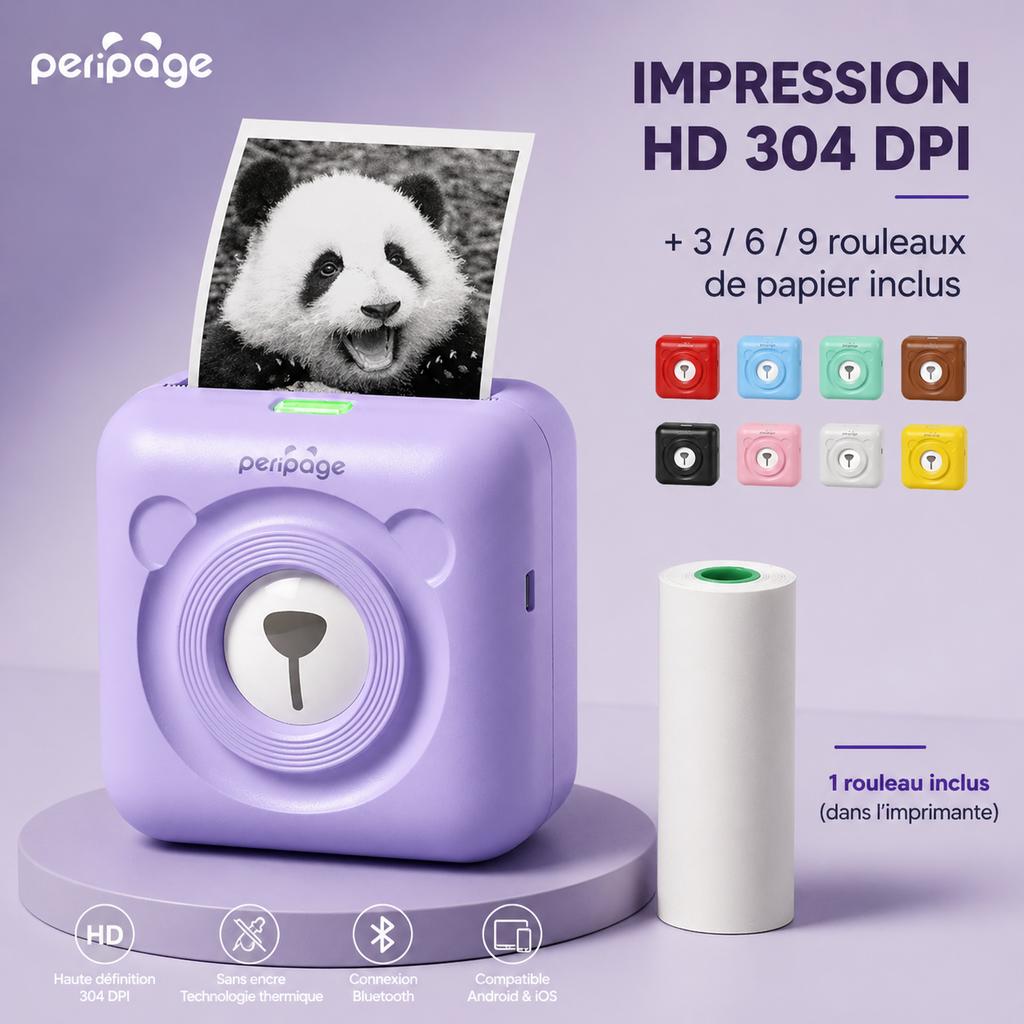 Imprimante Photo Portable A6 – Bluetooth, Sans Encre & Compatible iOS/Android