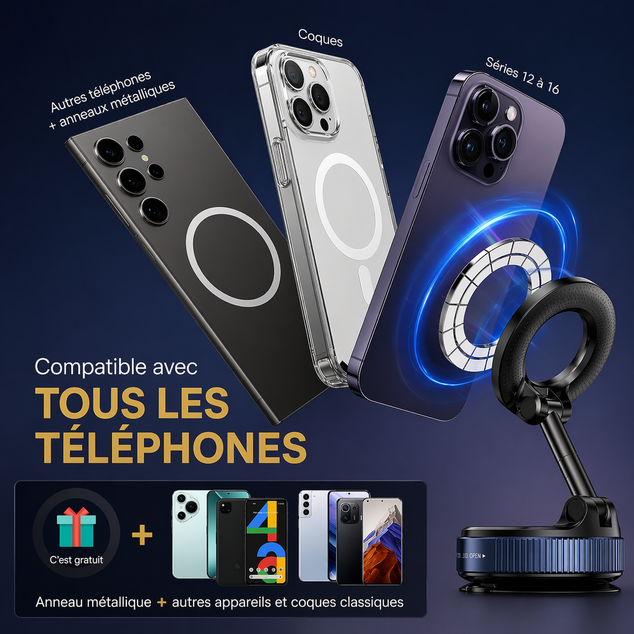 Le Support Téléphone 360° Magnétique – Fixation Puissante & Liberté Totale
