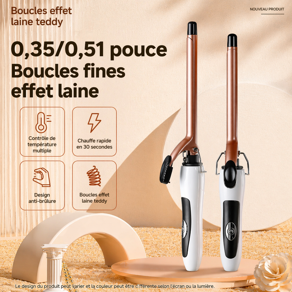 Fer à Boucler Céramique 13 mm – Chauffe Rapide & Boucles Parfaites