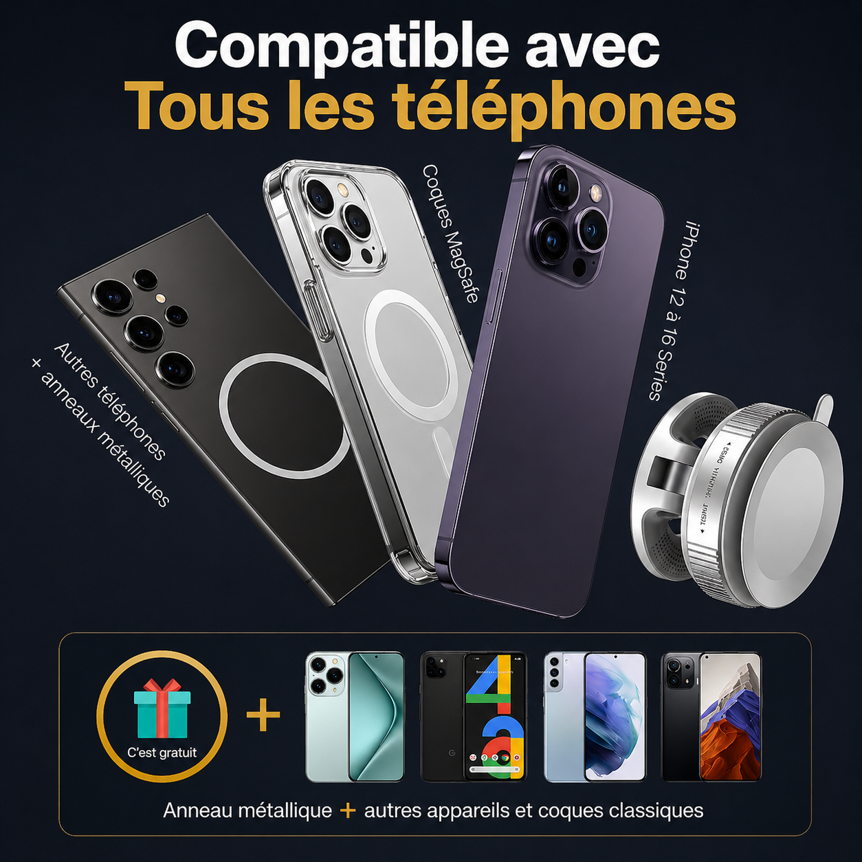 Le Support Téléphone 360° Magnétique – Fixation Puissante & Liberté Totale