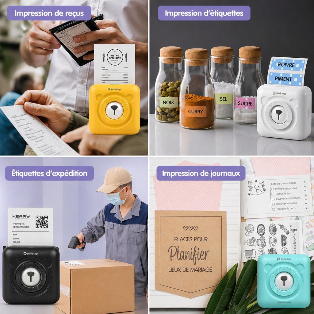 Imprimante Photo Portable A6 – Bluetooth, Sans Encre & Compatible iOS/Android