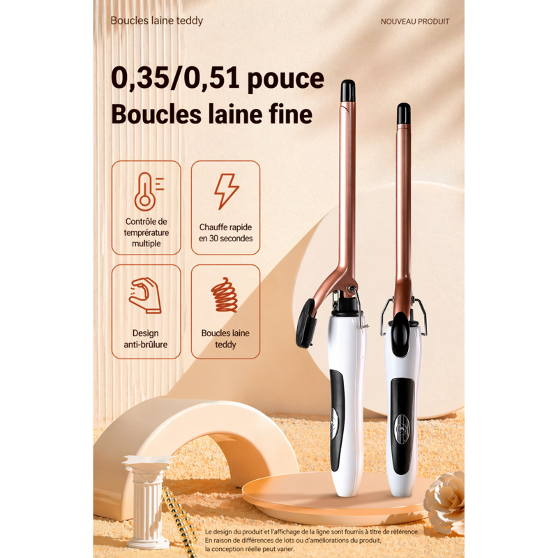 Fer à Boucler Céramique 13 mm – Chauffe Rapide & Boucles Parfaites